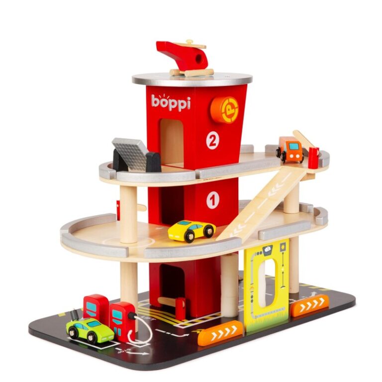 Boppi Wooden Toy Garage with Car Wash - The Lovely Little Toy Shop