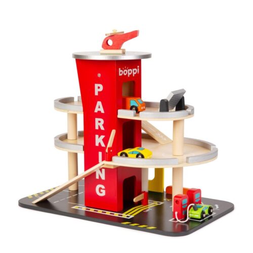 Boppi Wooden Toy Garage with Car Wash The Lovely Little Toy Shop